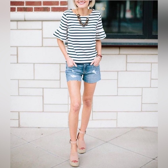 J.Crew Ruffle Sleeve Top - Picture 1 of 7